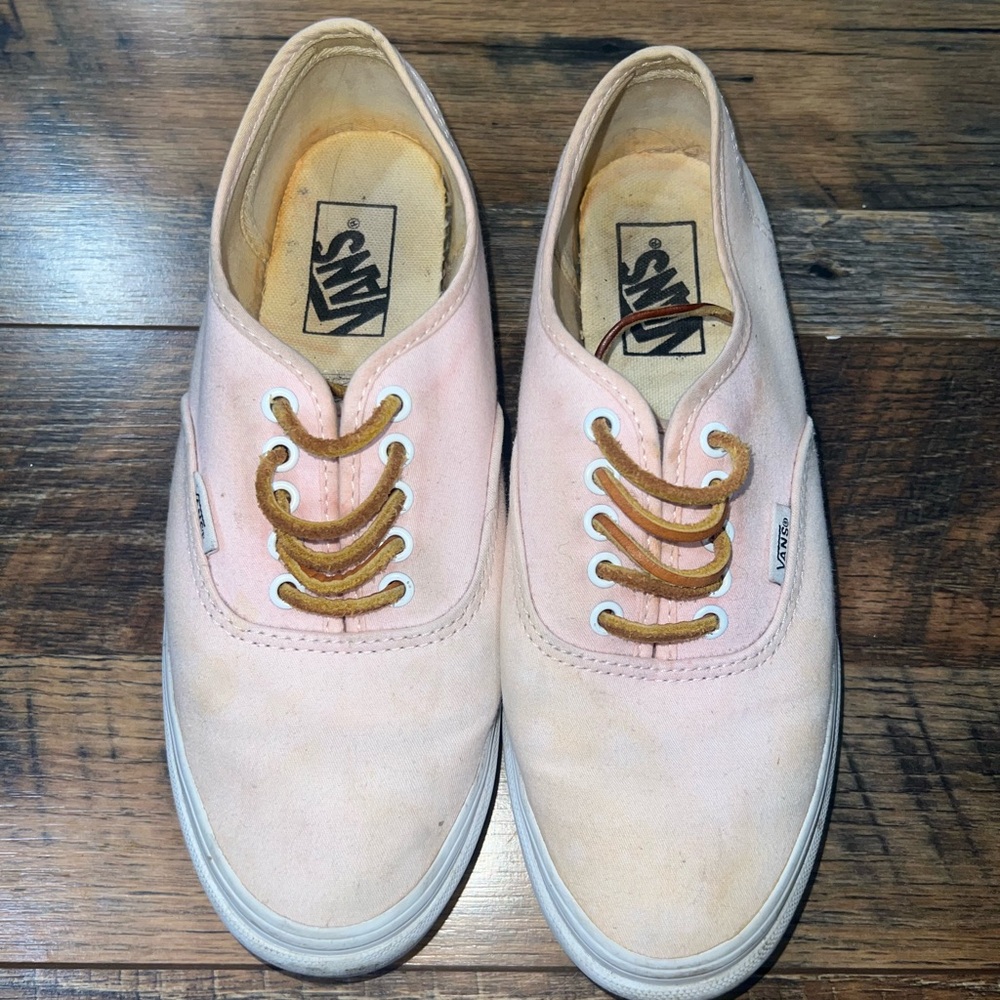 Vans Light Pink Canvas Low-Top Sneakers with Tan Laces